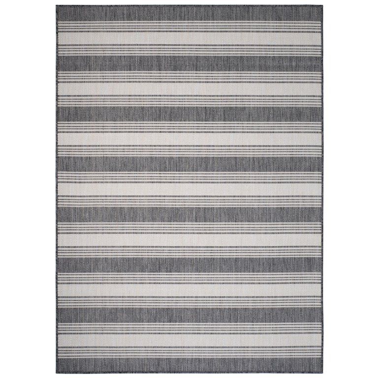 3' x 5' Gray and Cream Striped Rectangular Outdoor Area Throw Rug | Walmart (US)