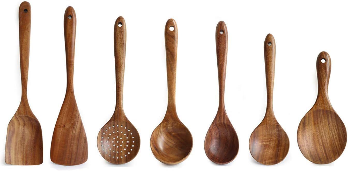Wooden Utensils Set for Kitchen, Messon Handmade Natural Teak Cooking Spoons Wooden Spatula for N... | Amazon (US)