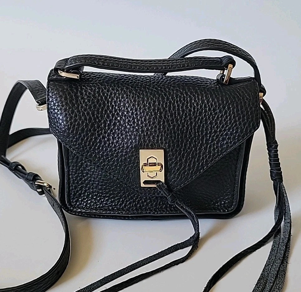 Rebecca Minkoff Darren Mini Messenger Top Handle Crossbody Bag Pebbled Leather | eBay AU