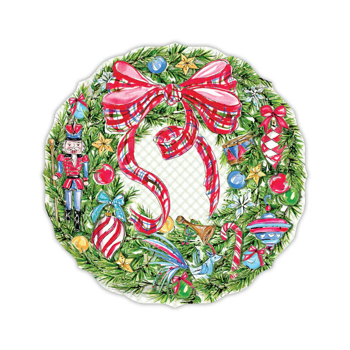 Traditional Christmas Toys Wreath Posh Die-Cut Placemat | Rosanne Beck Collections