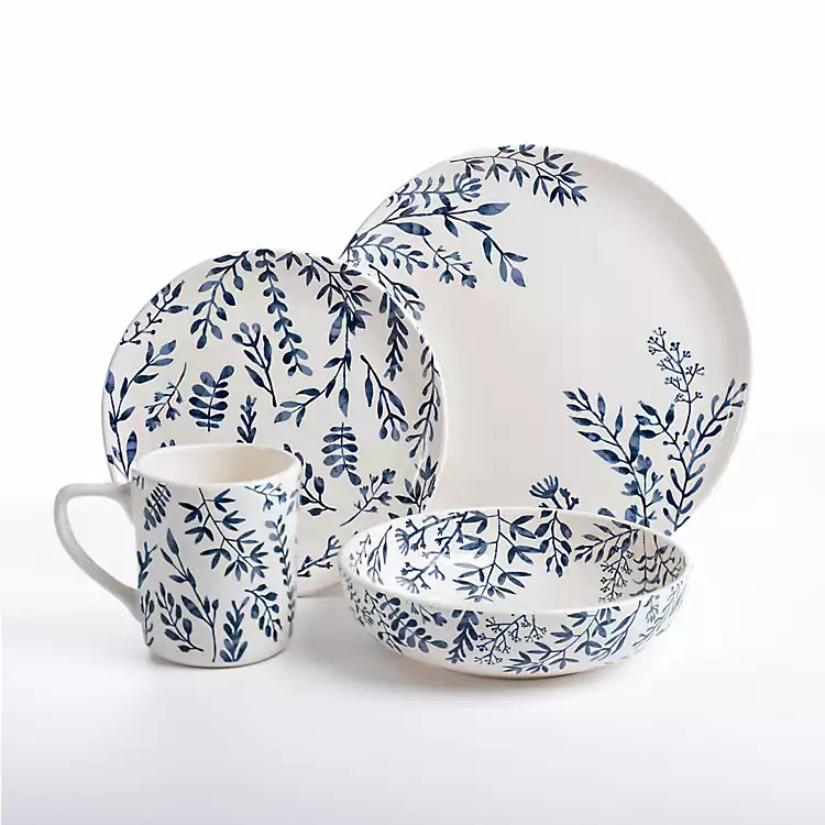 White and Blue Vines 16-pc. Dinnerware Set | Kirkland's Home