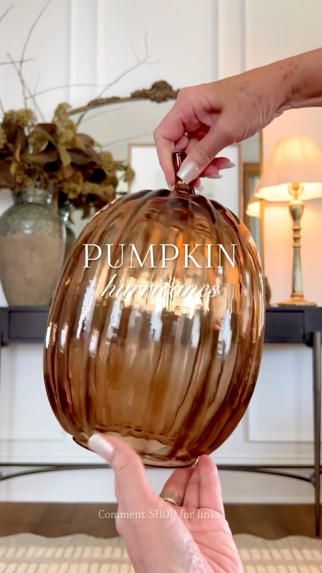 These pumpkin hurricanes are the prettiest brown color. Add a remote candle for that pretty glow. Three sizes on these and affordable. 

#LTKSeasonal #LTKHome #LTKFindsUnder50