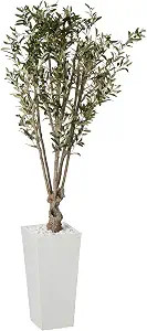 Nearly Natural 6ft. Olive Artificial Tree in White Tower Planter | Amazon (US)