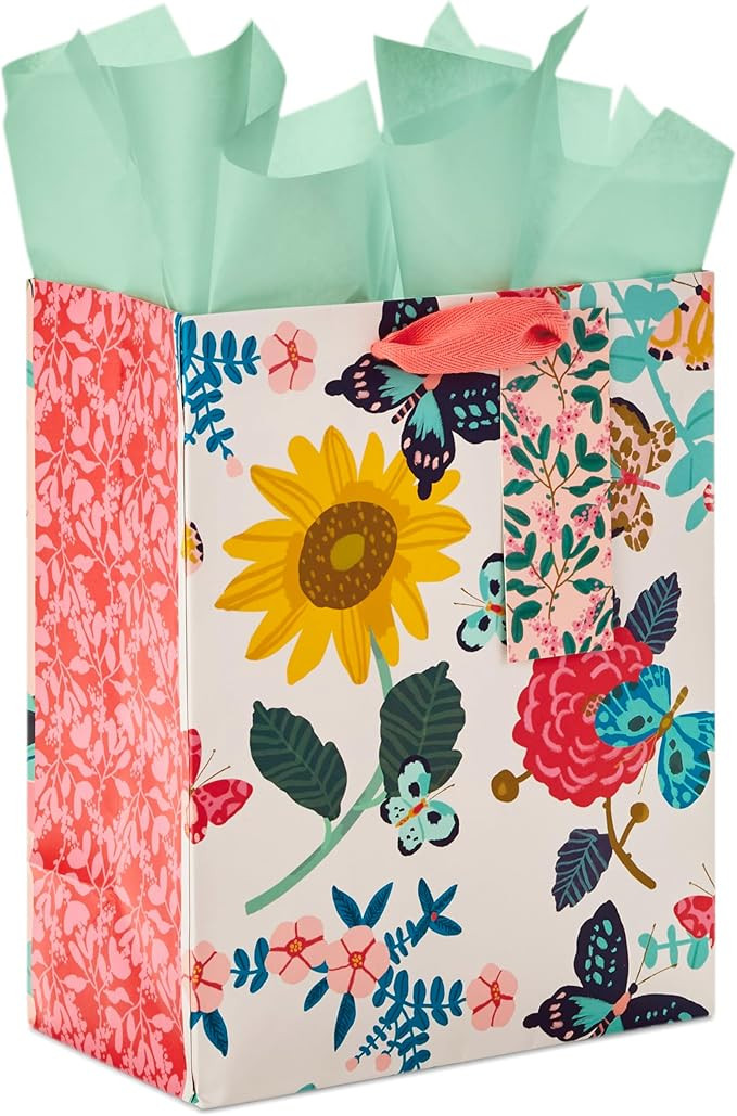 Hallmark 9" Medium Gift Bag with Tissue Paper (Bright Flowers) for Valentine's Day, Easter, Birth... | Amazon (US)