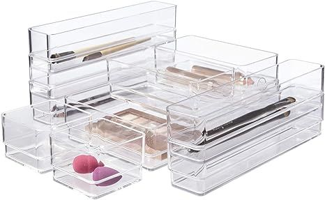 STORi Clear Plastic Makeup & Vanity Drawer Organizers | 10 Piece Set | Amazon (US)