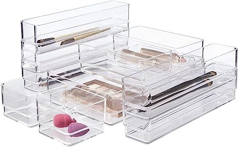 STORi Clear Plastic Makeup & Vanity Drawer Organizers | 10 Piece Set | Amazon (US)