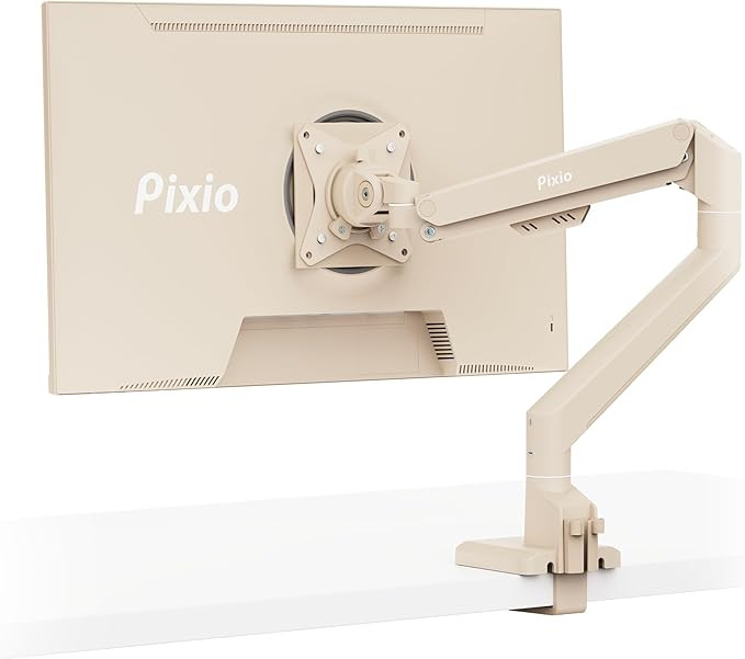 Pixio PS1S Wave Beige Single Monitor Arm Stand Desk Mount - Fits up to 32 inches Monitors and up ... | Amazon (US)