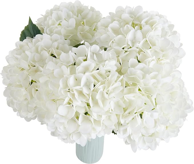 PARTY JOY 5PCS 15.4In Artificial Hydrangea Silk Flowers Bouquet Faux Hydrangea Stems for Wedding ... | Amazon (US)