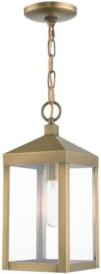 Livex Lighting 1 Light Antique Brass Outdoor Pendant Lantern | Amazon (US)