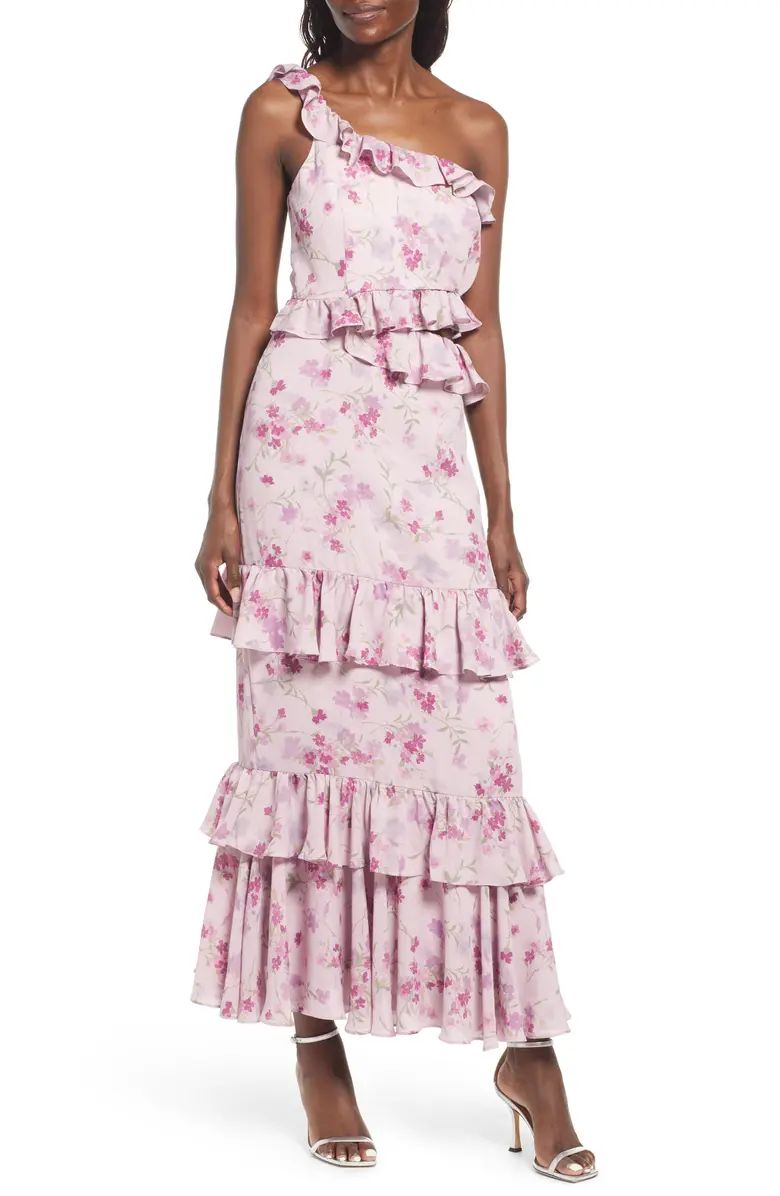 The Giana Floral One-Shoulder Tiered Gown | Nordstrom