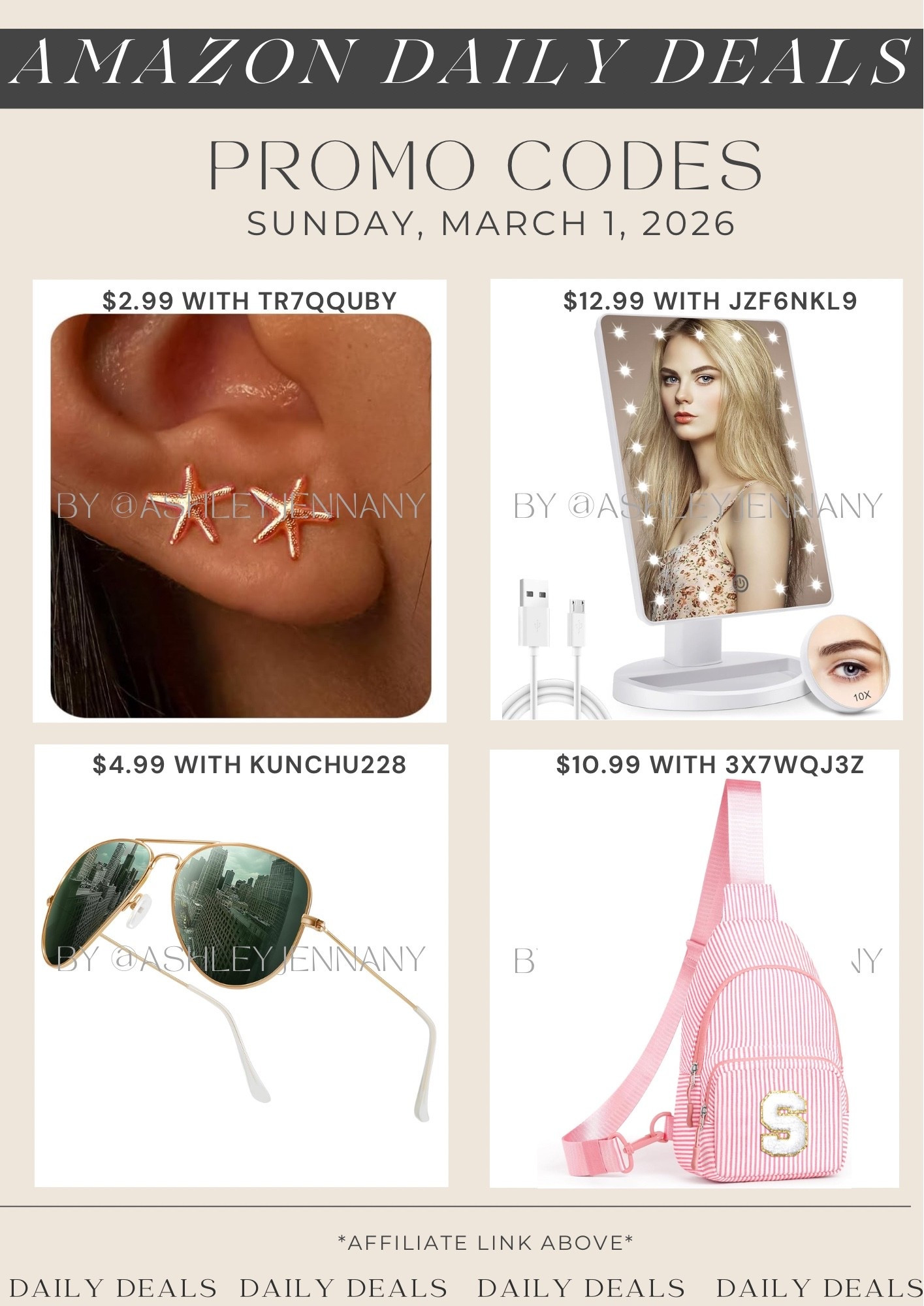 Amazon fashion deals on these earrings, makeup mirror, sunglasses, and sling bag

#LTKSaleAlert #LTKSeasonal #LTKBeauty