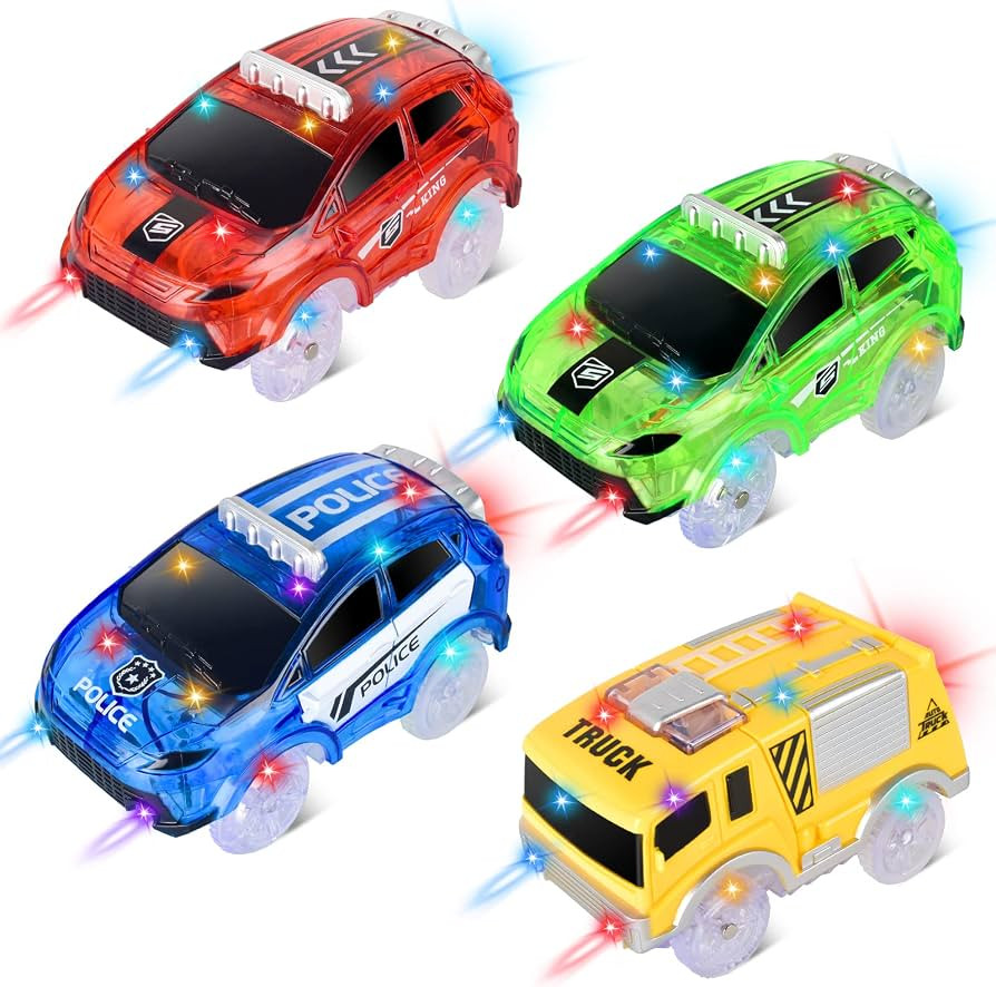 Magic Tracks Cars Glow in The Dark with 5 Flashing LED Lights, Light Up Tracks Cars Only Replacem... | Amazon (US)