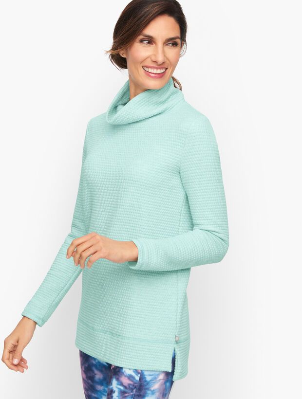 Bubble Jacquard Quilted Mockneck Pullover | Talbots