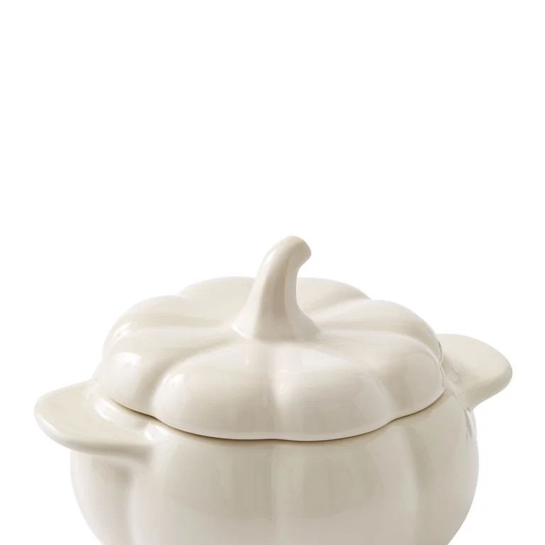 Better Homes & Gardens Cream Figural Pumpkin Stoneware Cocotte with Lid, 5.3" | Walmart (US)