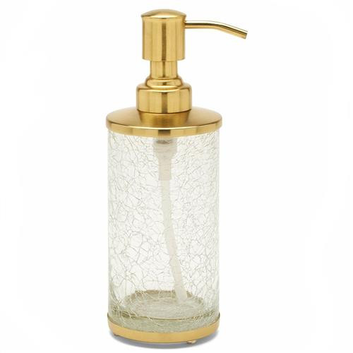 Pigeon and Poodle Pomaria Hollywood Gold Accent Clear Glass Soap Pump - Small | Kathy Kuo Home