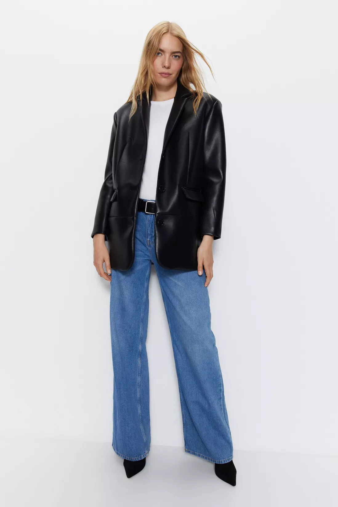 Faux Leather Single Breasted Blazer | Debenhams UK