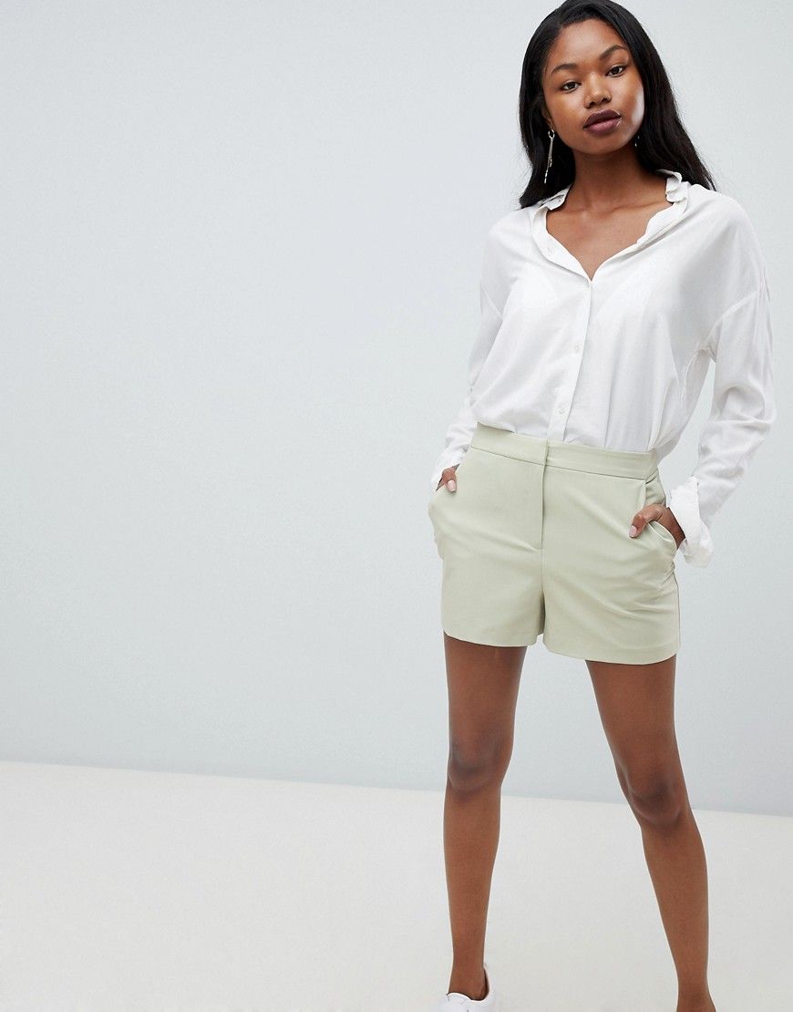 ASOS DESIGN tailored a-line shorts-Green | ASOS (Global)