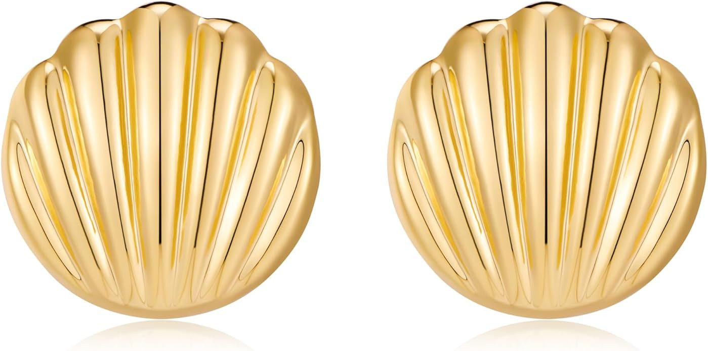 Gold Starfish Shell Stud Earrings for Women Trendy Dainty Statement Earrings Simple Beach Summer ... | Amazon (US)