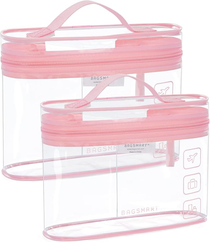 BAGSMART TSA Approved Toiletry Bag, 2 Pack Clear Makeup Cosmetic Bag Organizer, Quart Size Travel... | Amazon (US)