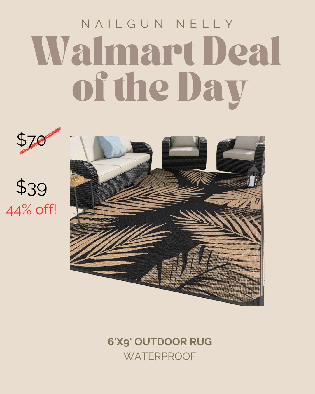 Walmart Deal of the Day! Large Outdoor Area Rug, Waterproof!

#walmarthome 

 #LTKSeasonal #LTKHome #LTKSaleAlert