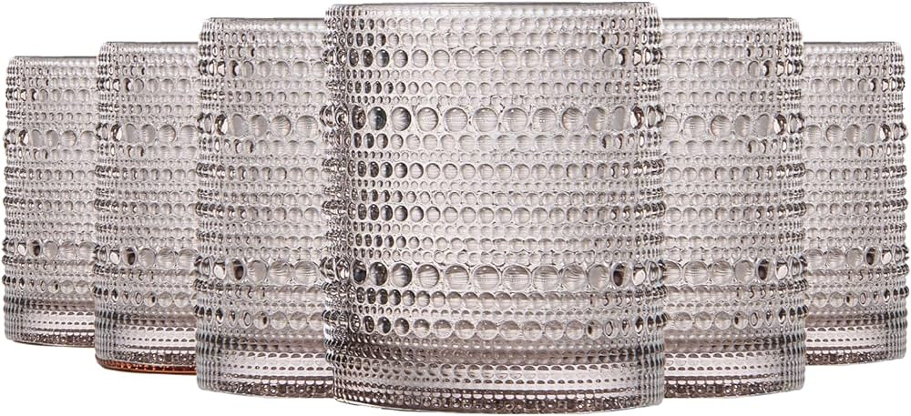 Khen Beaded Tumbler Drinking Glasses Set | Set of 6 | Vintage Hobnail 11 OZ Bubble Design Whiskey... | Amazon (US)