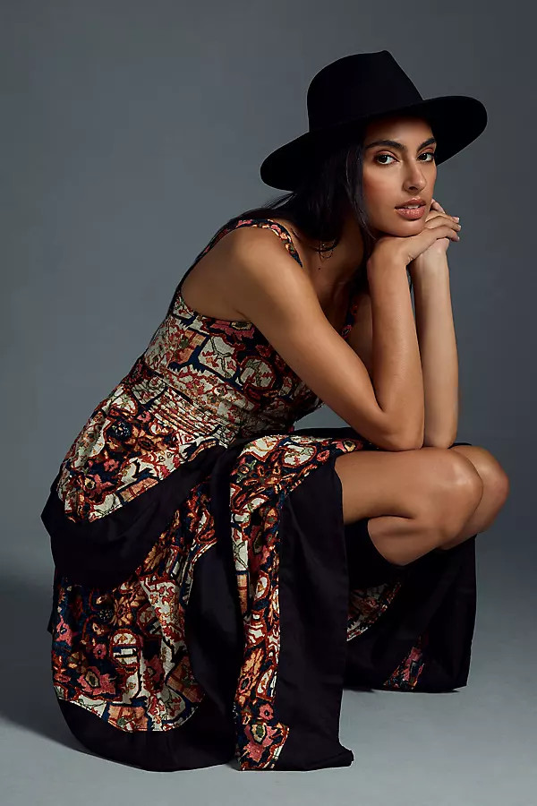 By Anthropologie Square-Neck Tiered Midi Dress | Anthropologie (US)