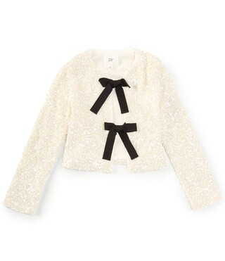 A Loves A Big Girls 7-16 Sequin Bow Tie Crop Jacket | Dillard's | Dillard's