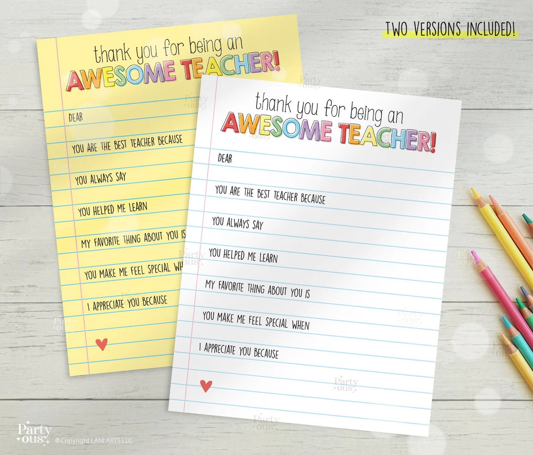 Teacher Appreciation Week Printable Teacher Appreciation Gift Thank You Teacher Gifts Letter Prin... | Etsy (US)