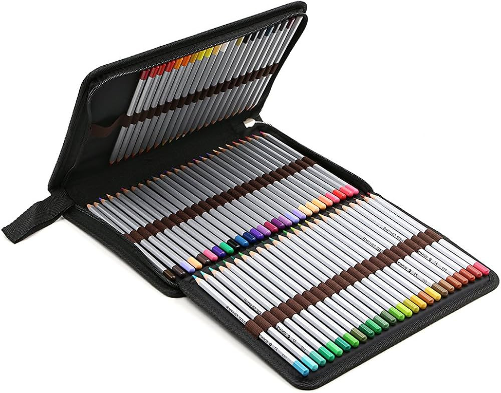 BTSKY® Portable Canvas Zippered Colored Pencil Case-Super Large Capacity 72 Slot Pencil Bag Pouc... | Amazon (US)