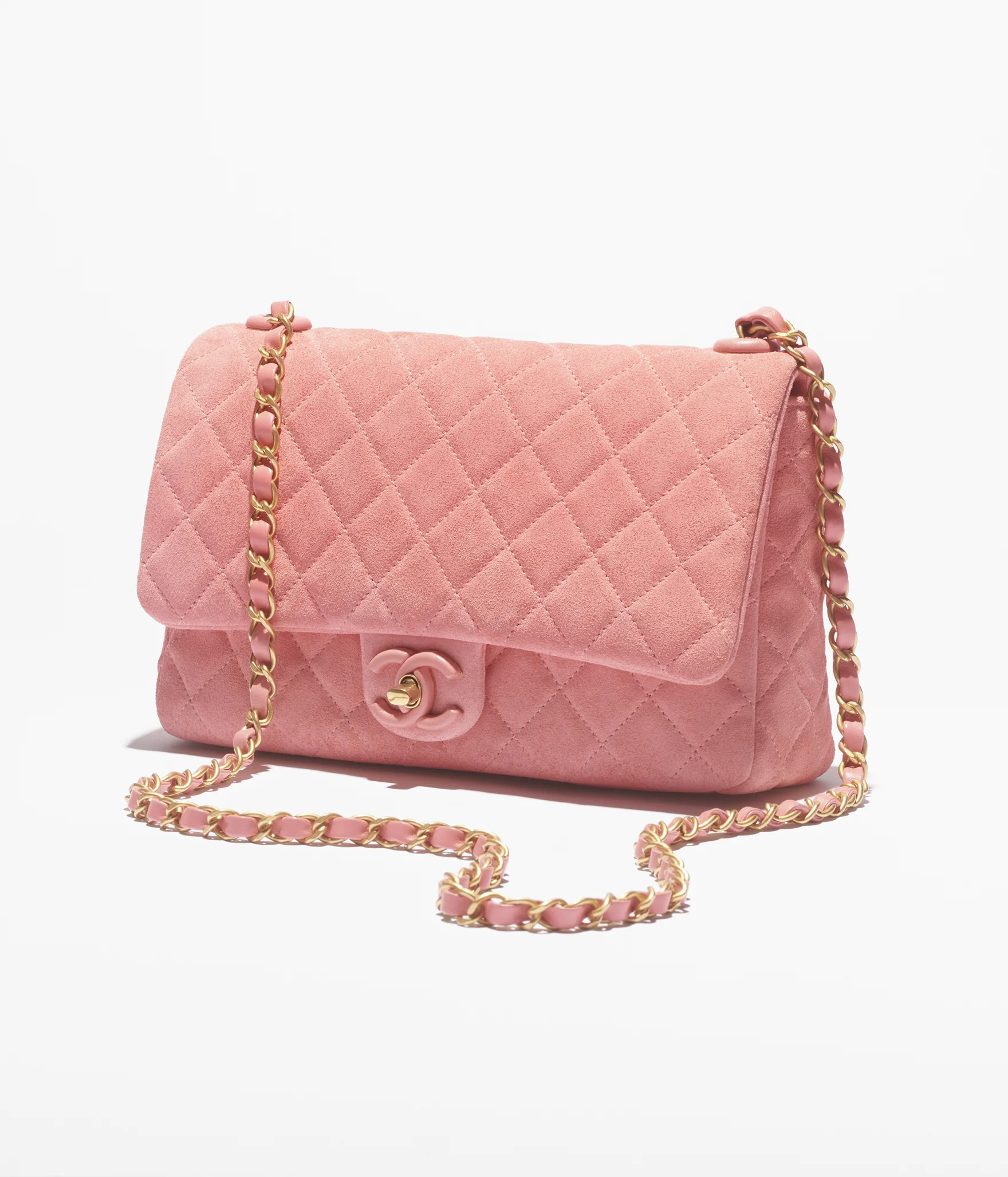 Flap bag, Suede calfskin, lambskin & gold-tone metal , pink — Fashion | CHANEL | Chanel, Inc. (US)