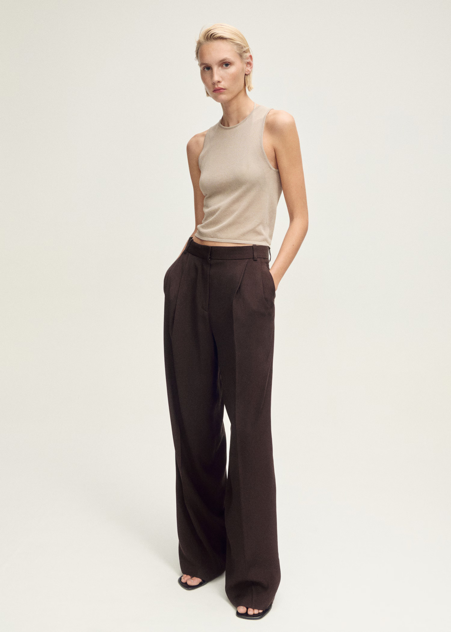 Wideleg pleated trousers - Women | MANGO United Kingdom | MANGO (UK)