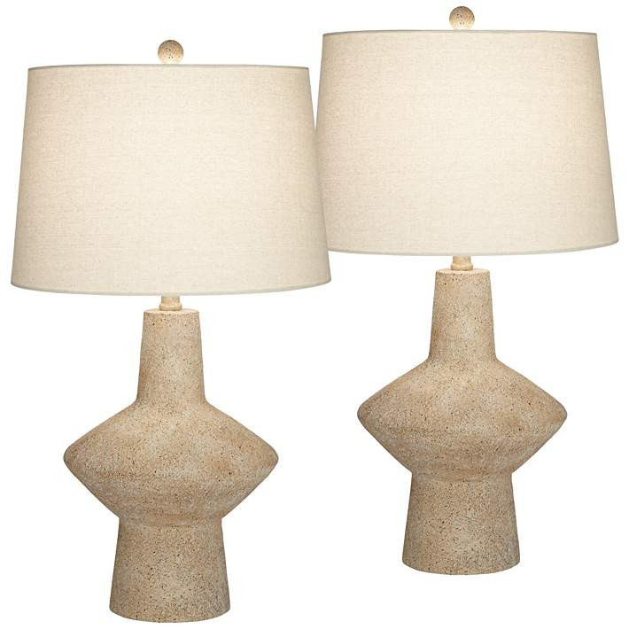 360 Lighting Cozumel Rustic Beige Modern Table Lamps Set of 2 - #519A5 | Lamps Plus | Lamps Plus