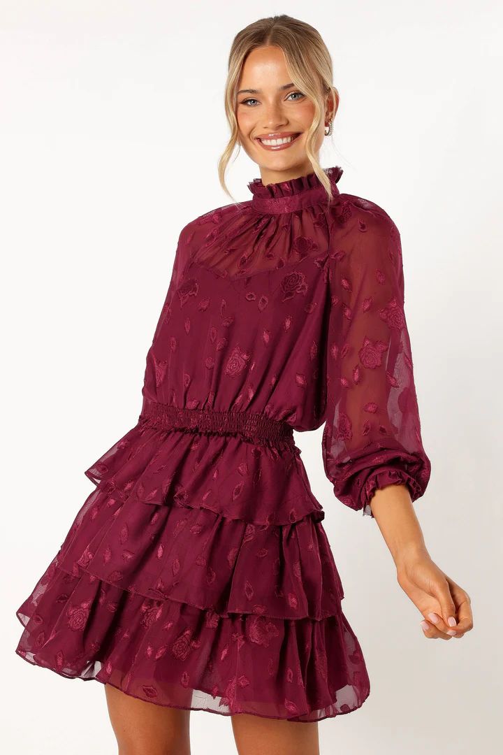 Sebastian Long Sleeve Mini Dress - Ruby | Petal & Pup (US)