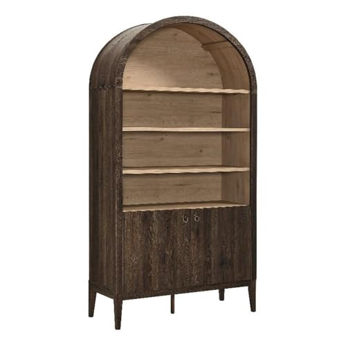 Modway Nolan Tall Arched Storage Display Cabinet in Dark Walnut - 74 Inch Arch Bookshelf with Ope... | Amazon (US)