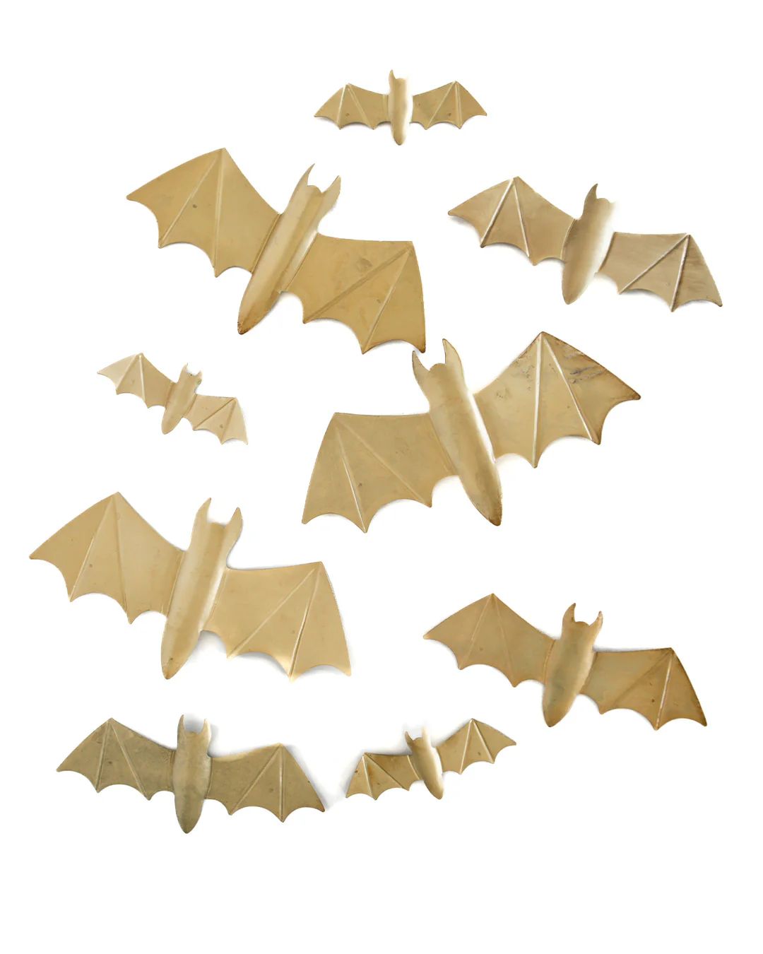 Distressed Winged Gold Bats - Set of 9 | Elements by Remedy