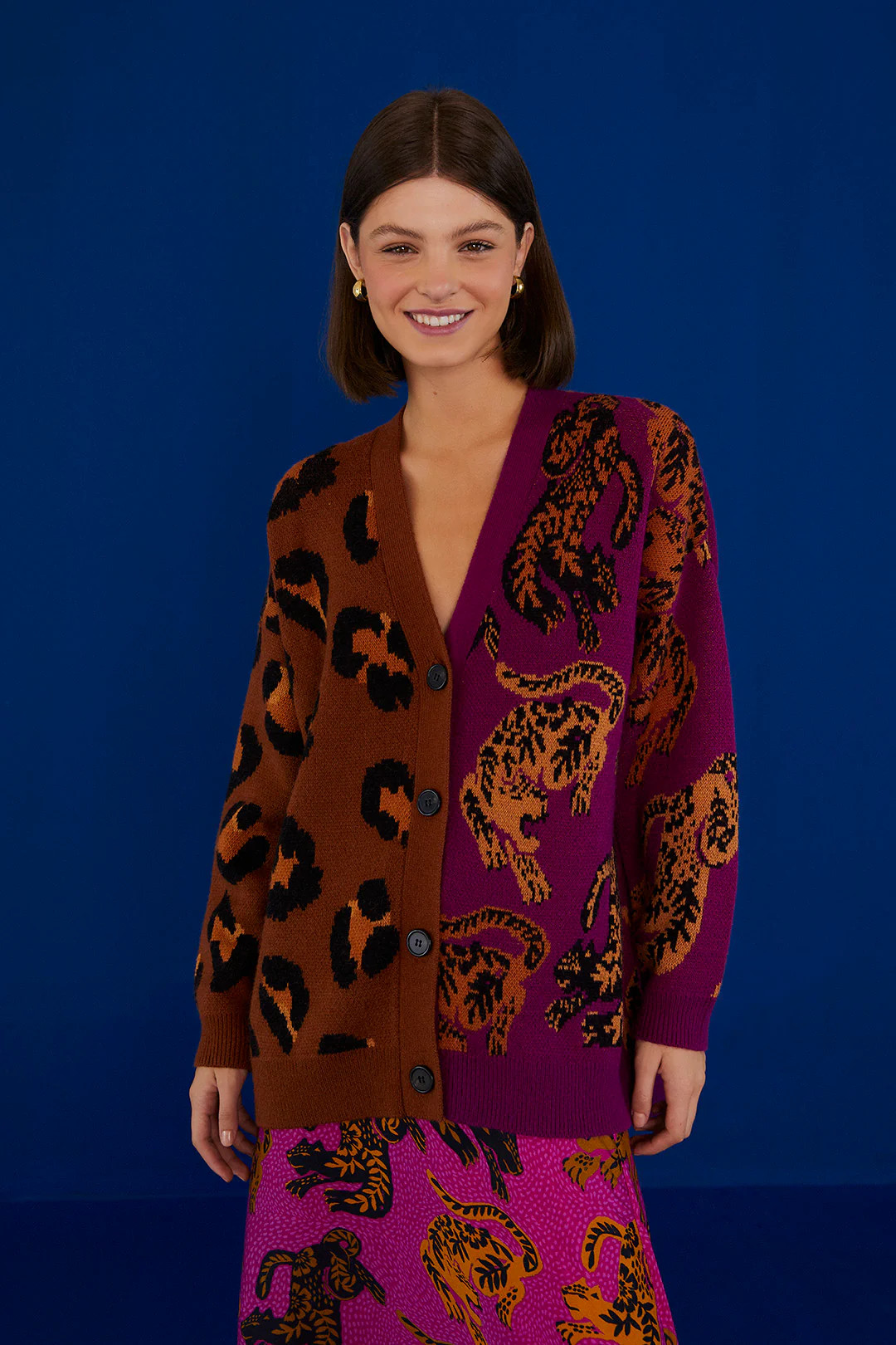 Mixed Wild Leopards Cardigan | FarmRio (US)