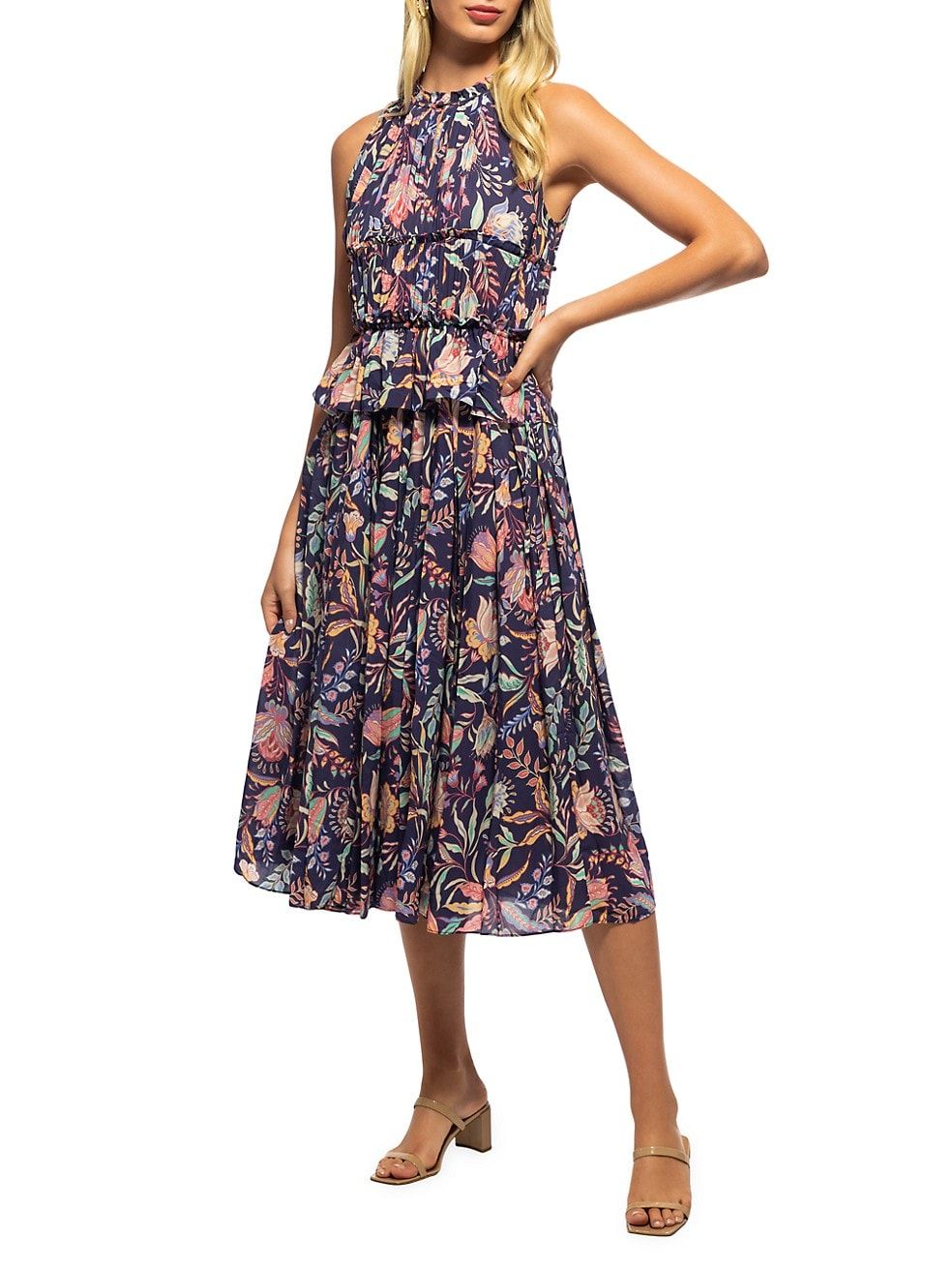 Shoshanna Jane Tiered Floral Midi-Dress | Saks Fifth Avenue