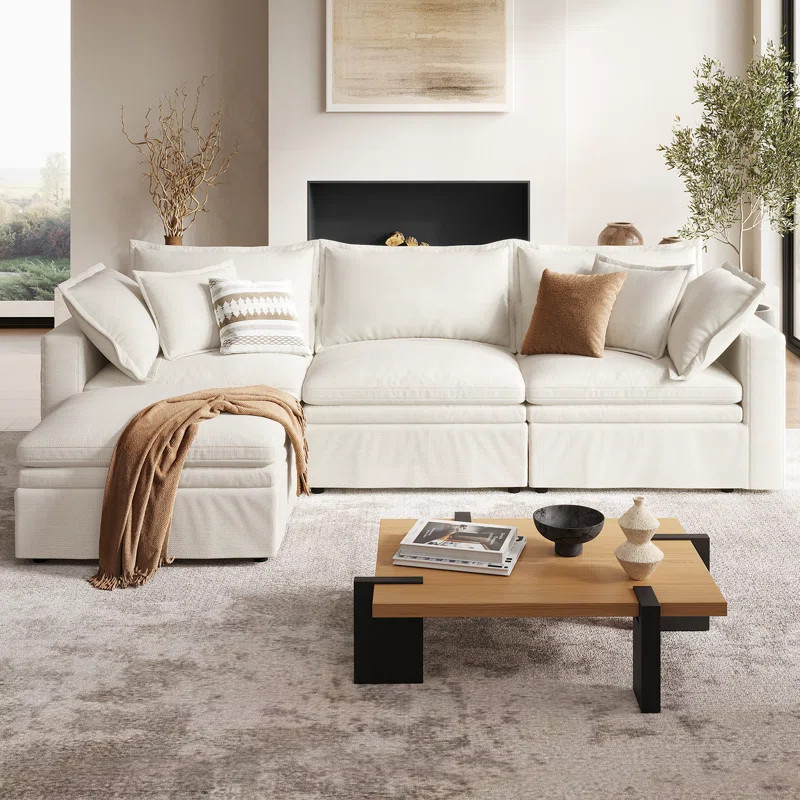 114" Down Cloud Couch, Oversized Modular Comfy Sofa for Living Room, L Shaped Sectional Couches w... | Wayfair North America