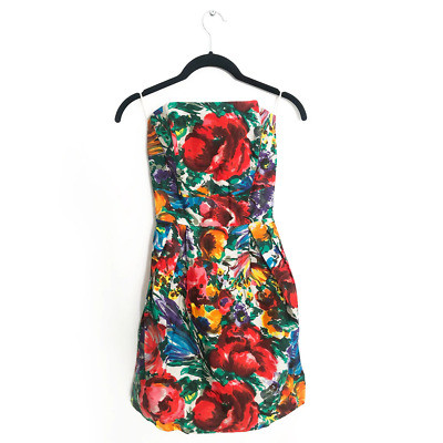 Dolce & Gabbana Floral-print cotton strapless mini dress Size 44  | eBay | eBay US