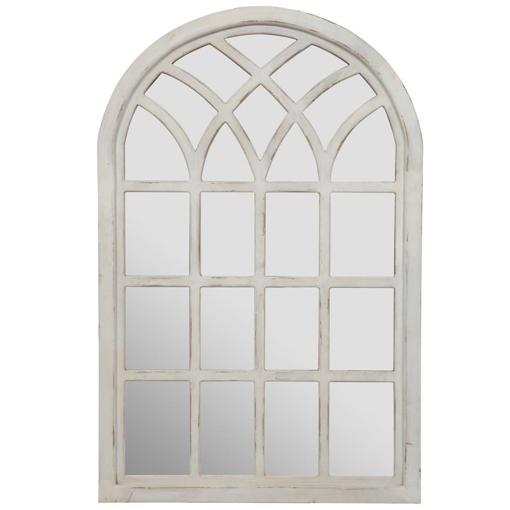 Pinnacle Farmhouse Cathedral Windowpane Arch Antique White Wall Mirror-18FP1419E - The Home Depot | The Home Depot