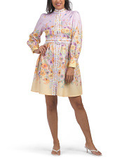 Long Sleeve Floral Mini Dress With Belt | TJ Maxx