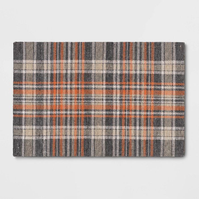 2'x3' Indoor/Outdoor Plaid Tapestry Layering Rug Orange - Threshold™ | Target