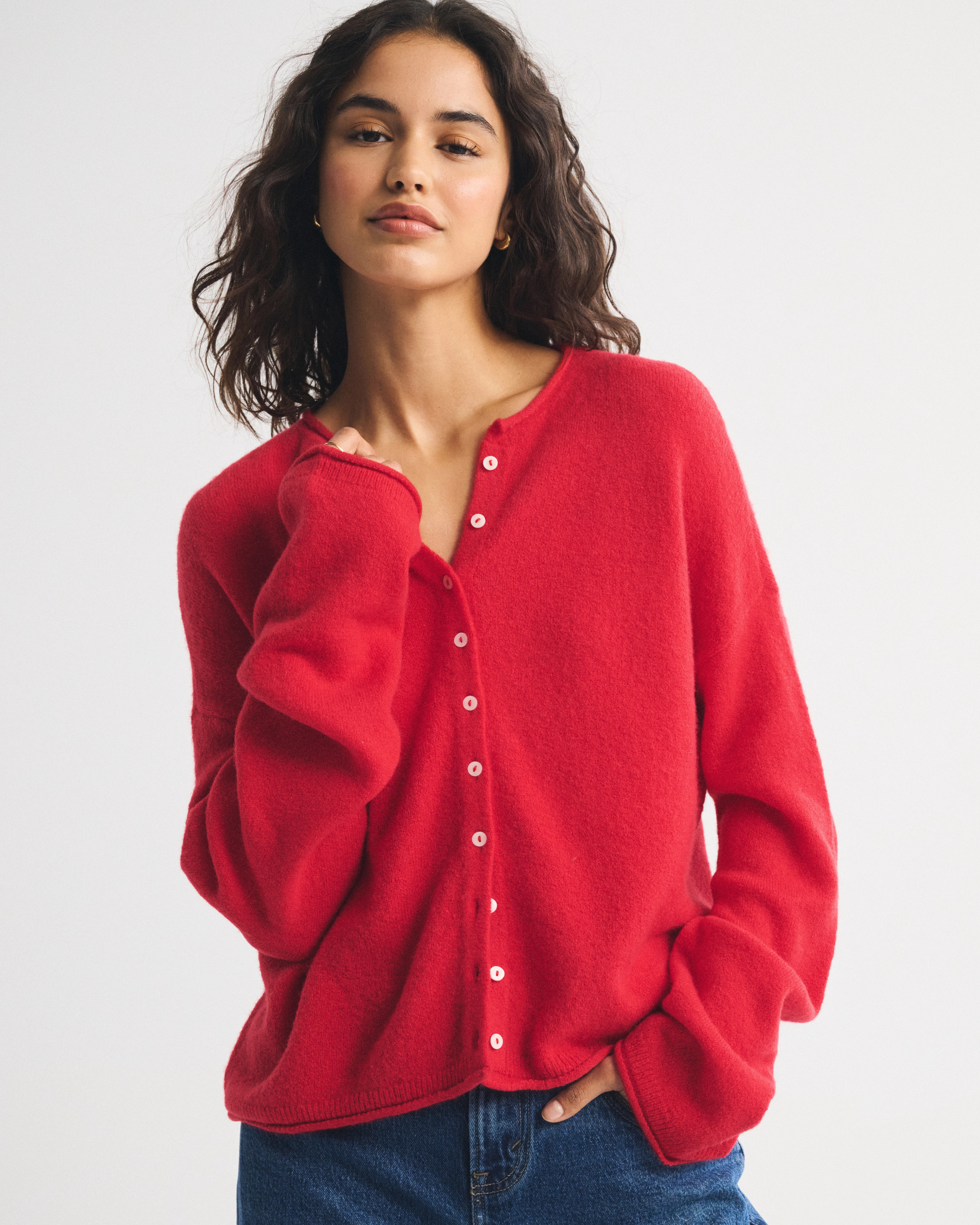 Merino Wool-Blend Rollneck Cardigan | Abercrombie & Fitch (US)