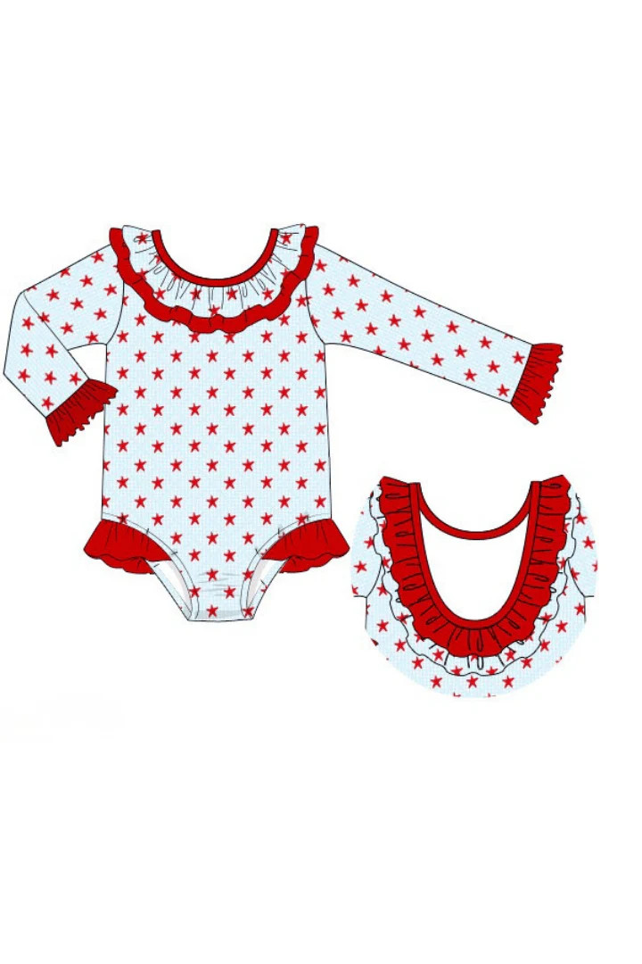 Pre-Order Star Spangled Ruffle Swimsuit | The Smocked Flamingo