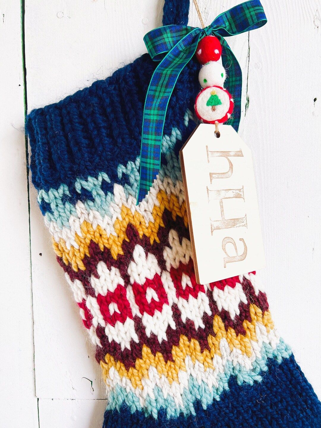 Fair Isle Large Knitted Christmas Stocking, large personalized stocking, Christmas Stockings, fam... | Etsy (US)