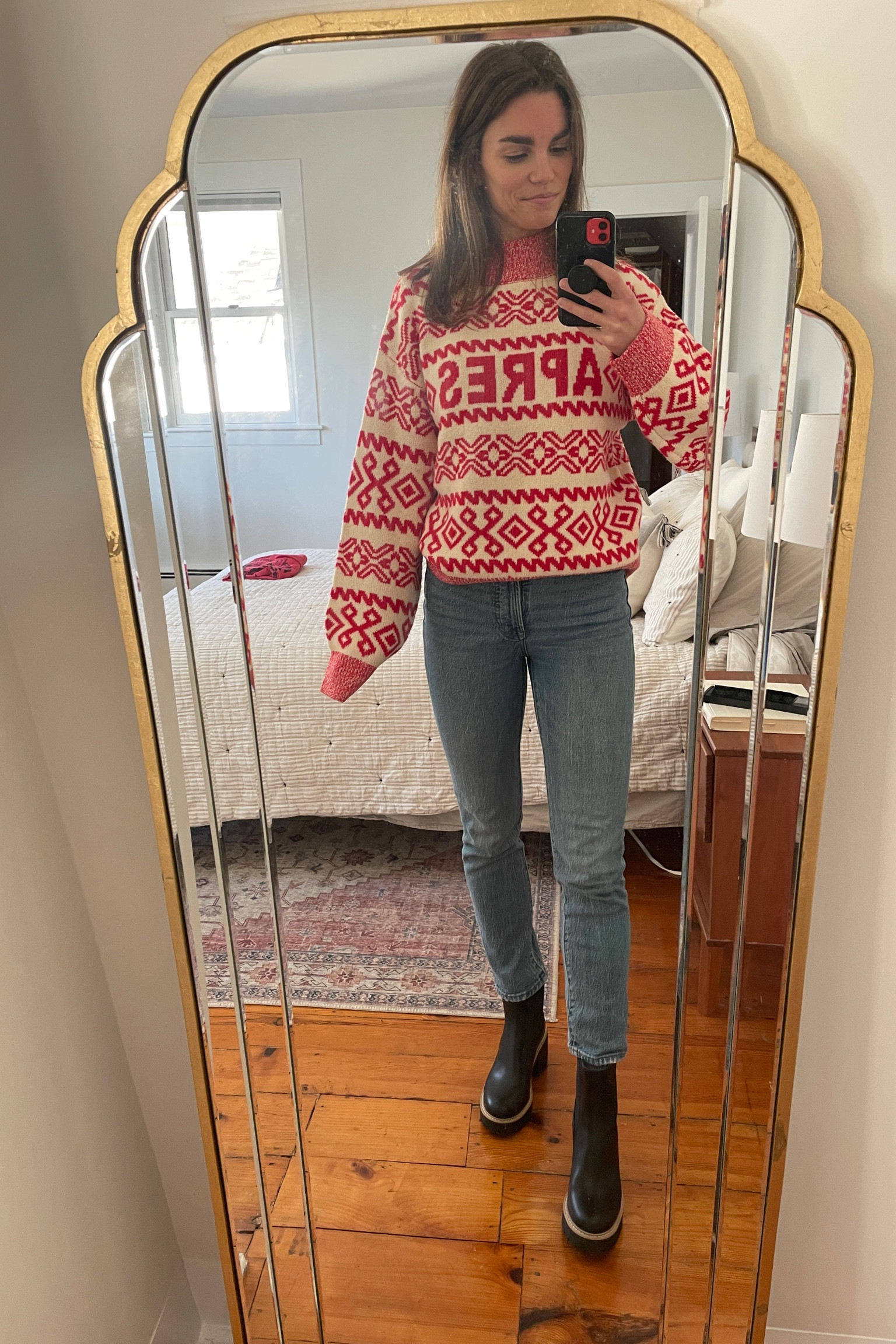 we love a festive sweater 👏🏻

sweater - a new day • size S

jeans - Madewell ‘perfect vintage’ • size 23
** Madewell sizing runs big in certain cuts so read reviews!! I am not a size 23 in any other brand. 

boots - dolce vita • size 6.5



#LTKstyletip #LTKSeasonal
