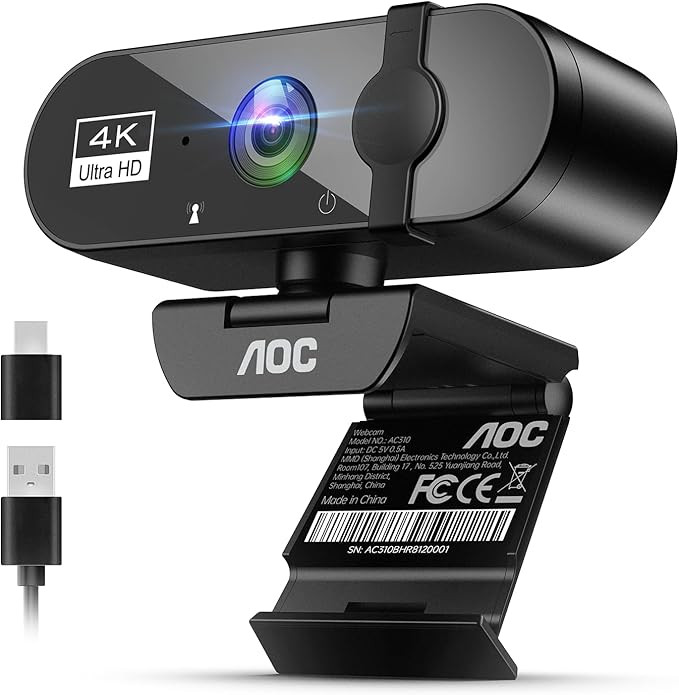 AOC 4k Webcam for PC with Microphone, Computer Camera with Noise Cancellation, Privacy Cover, 99... | Amazon (CA)