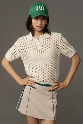 Grey Lab Collared Mesh Sweater Tee | Anthropologie (US)