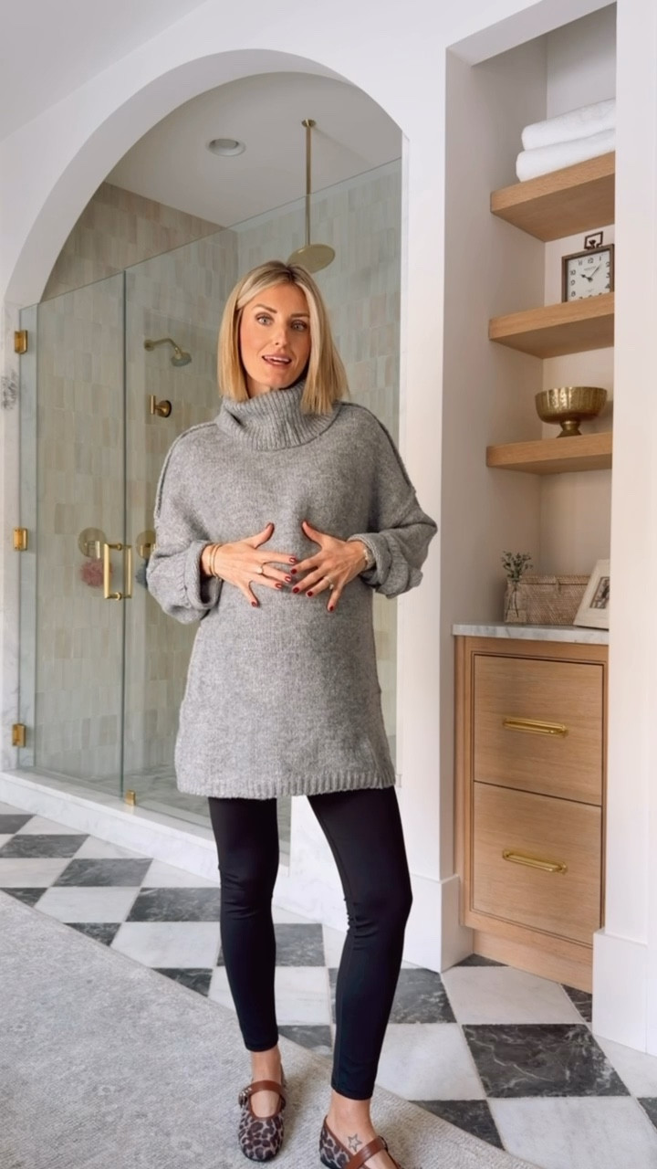This oversized sweater is perfect to wear with leggings & works great with a bump! I love the turtleneck, and it comes in several other colors! Wearing size small in this sweater!

Loverly Grey, Amazon, Thanksgiving outfit, oversized sweater, sweater with leggings, maternity, black leggings, leopard print 

#LTKSeasonal