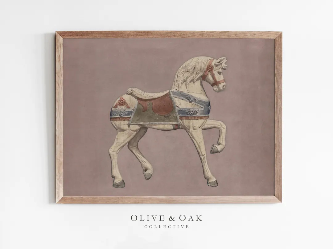 Girls Nursery Wall Art / French Nursery Art Decor / Horse Drawing Art Print / Vintage Nursery Art... | Etsy (US)